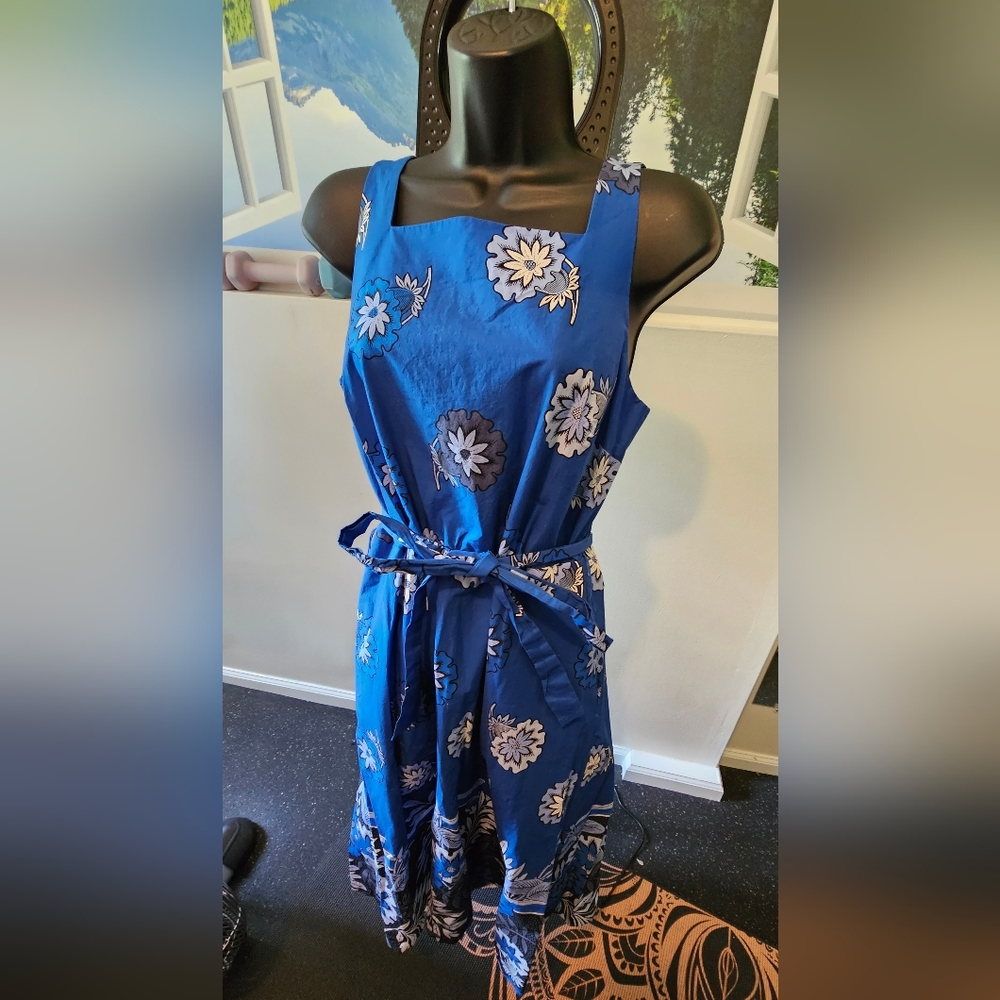 Ann Taylor Blue and White Floral Dress - Size 6